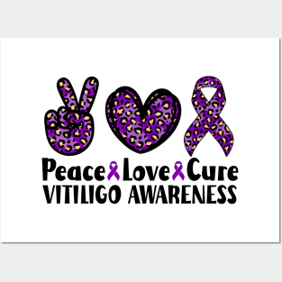 Peace Love Cure Vitiligo Awareness Posters and Art